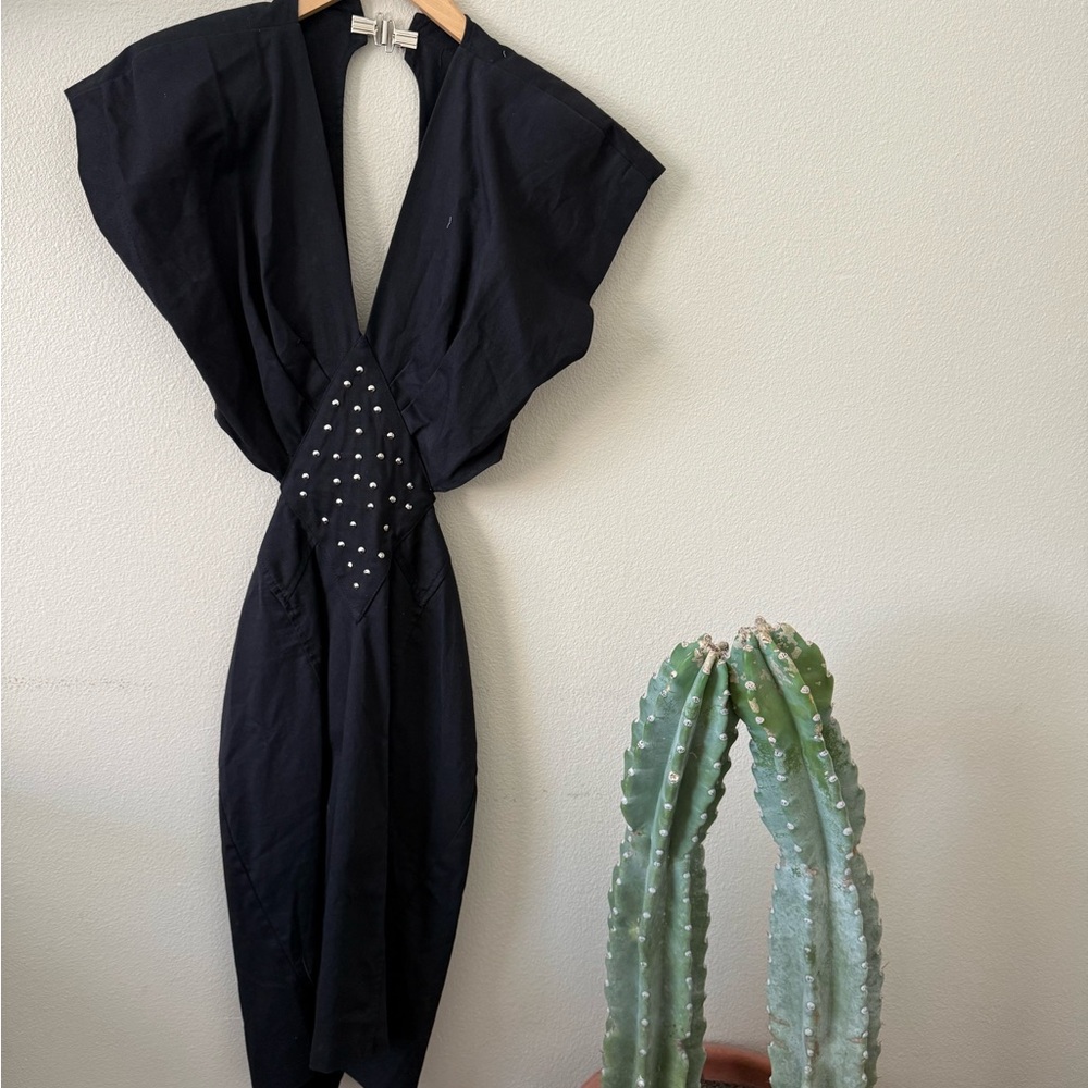 Black Vintage Dress with Studded Detail